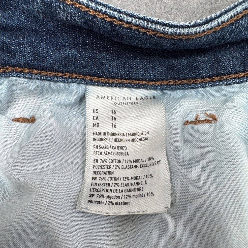 American Eagle Shorts Women's 16 Blue Denim Stretch Cuffed High Rise‎ Distressed - Picture 6 of 6